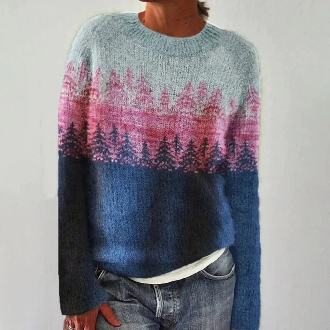 Women's Colorful Scandinavian Patterned Knitted Sweater