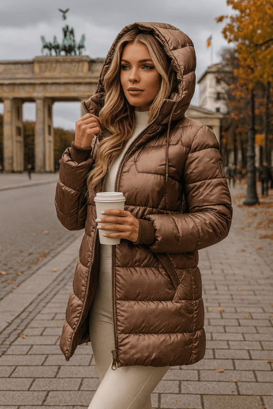 Women's Modern Hooded Timeless Puffer Jacket – Warm Fall & Winter