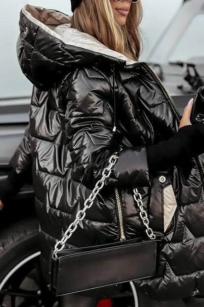 Chaqueta acolchada moderna atemporal con capucha para mujer - abrigo para otoño e invierno