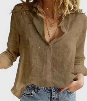 Lily | Women's Casual V-Neck Button Blouse-The Yellow Prime