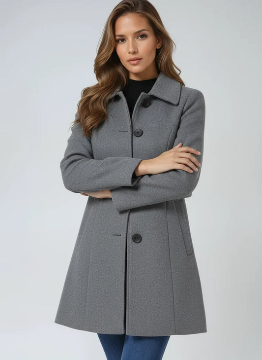 Women's Fit-and-Flare Notch-Lapel Editorial Trench Coat