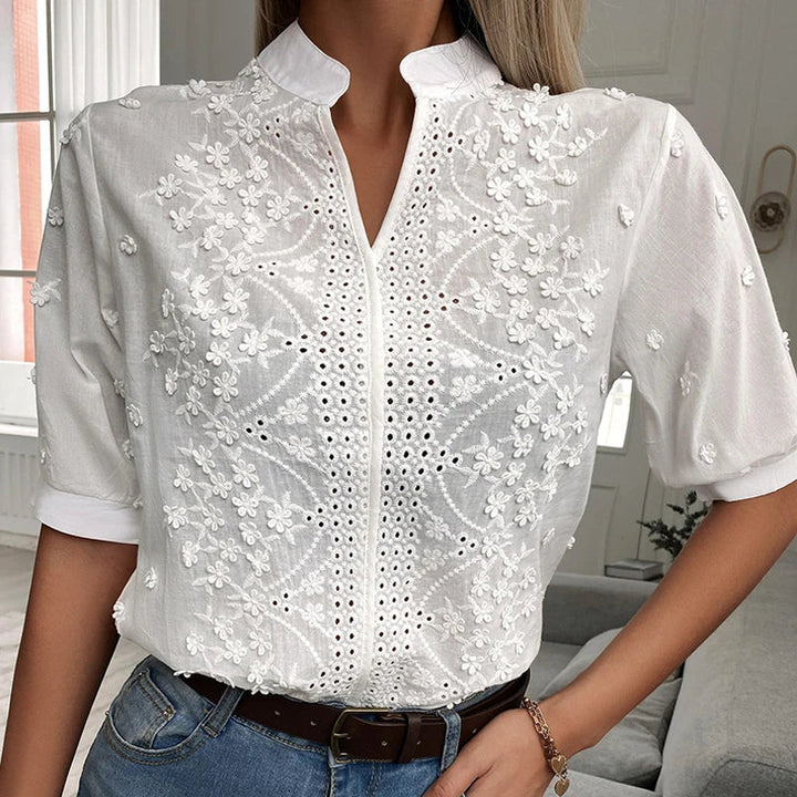 Women's Stylish V-Neck Lace Top-The Yellow Prime