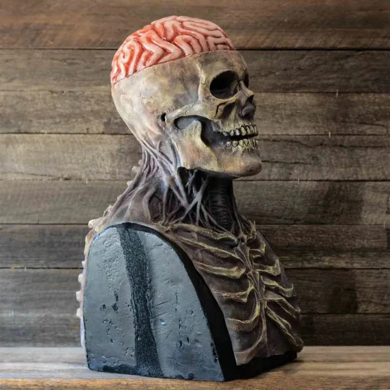 Halloweenin luurankoasu lateksinaamariin ja selkärankahaalariin