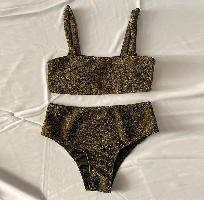 Adeline | Women's Sparkling Glitter Bikini Set-The Yellow Prime
