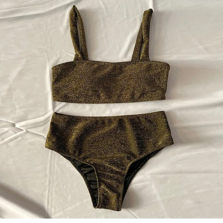 Adeline | Women's Sparkling Glitter Bikini Set-The Yellow Prime