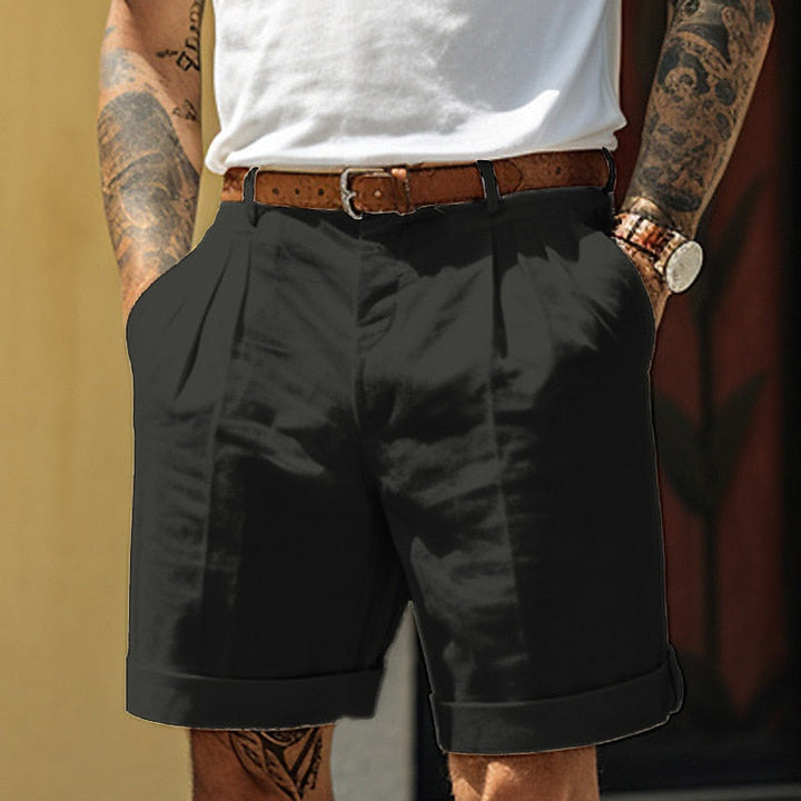 Men's Classic Linen Cotton Casual Shorts-The Yellow Prime