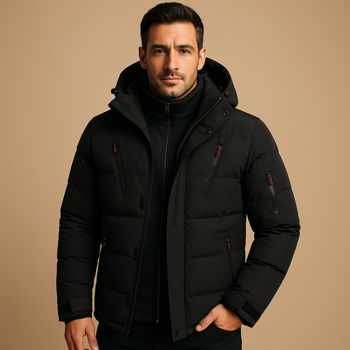 Men's Warm Padded Winter Jacket with Hood