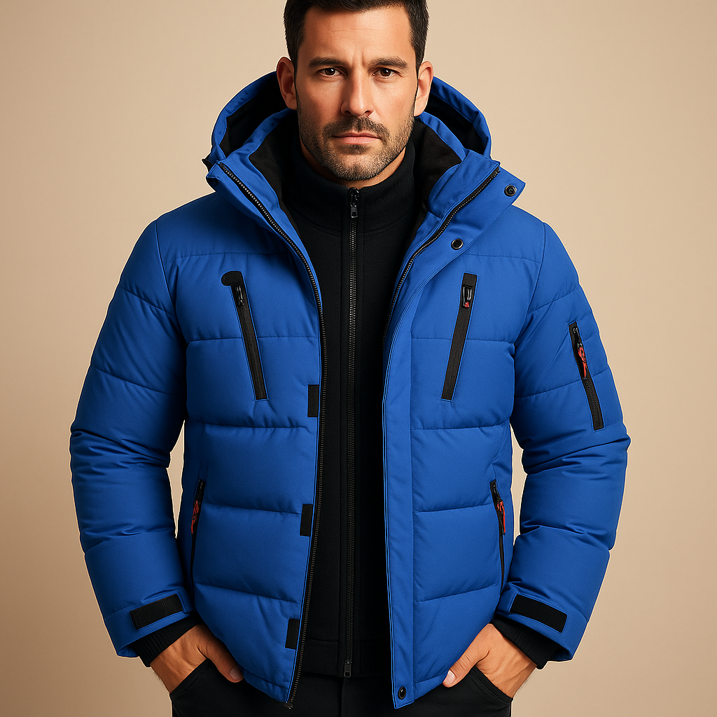 Men's Warm Padded Winter Jacket with Hood