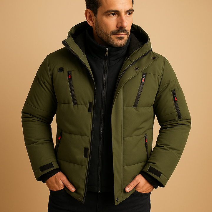 Men's Warm Padded Winter Jacket with Hood