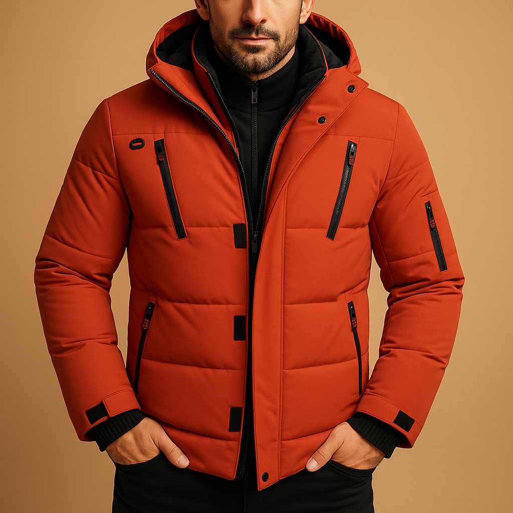 Men's Warm Padded Winter Jacket with Hood