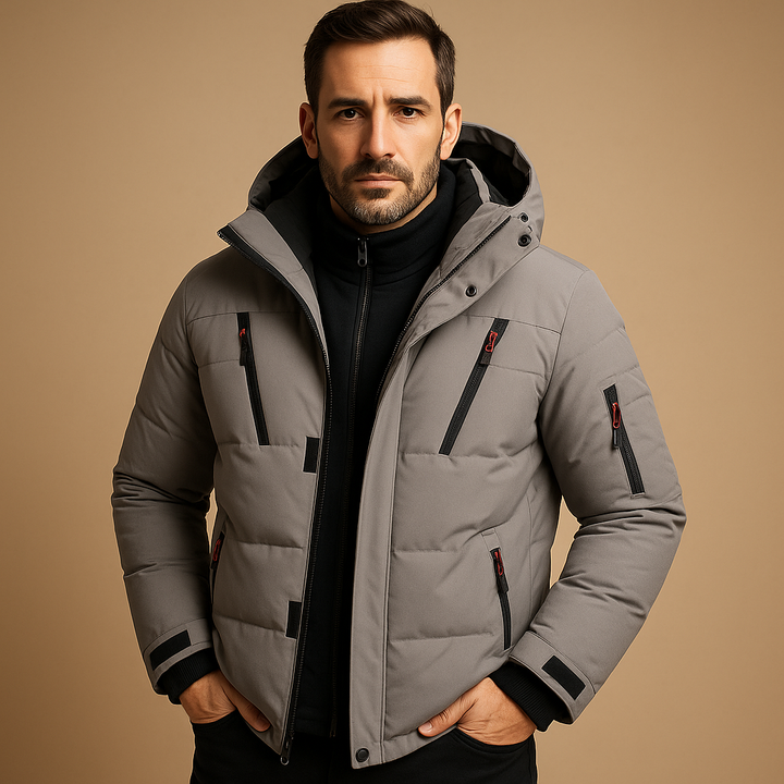 Men's Warm Padded Winter Jacket with Hood