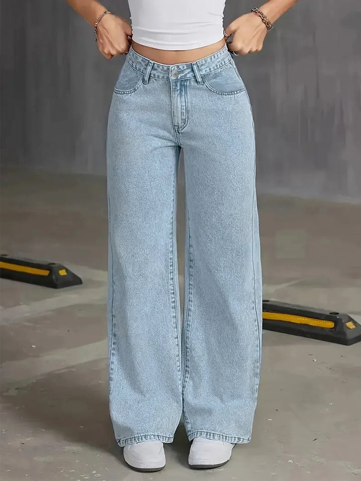 Women's Light Wash Wide Leg Denim Jeans