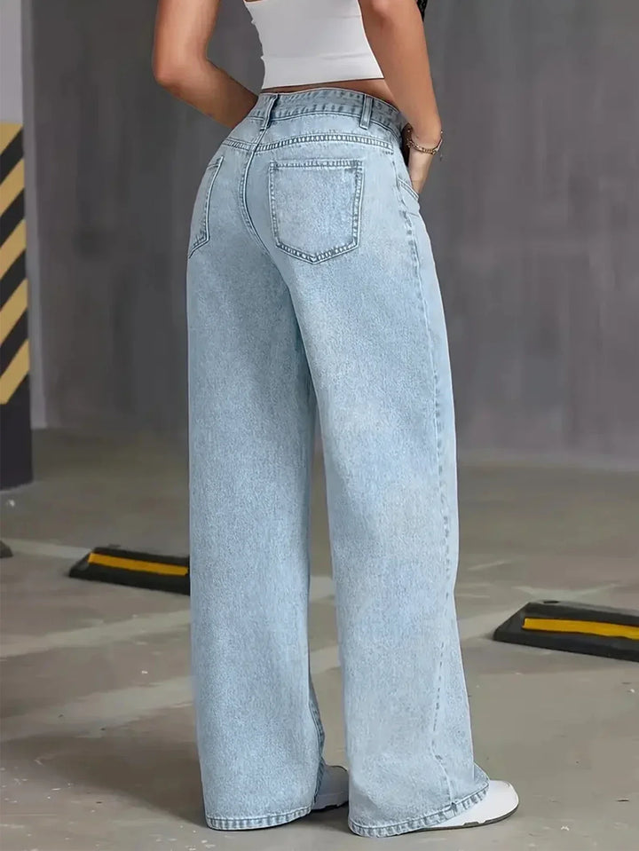 Women's Light Wash Wide Leg Denim Jeans