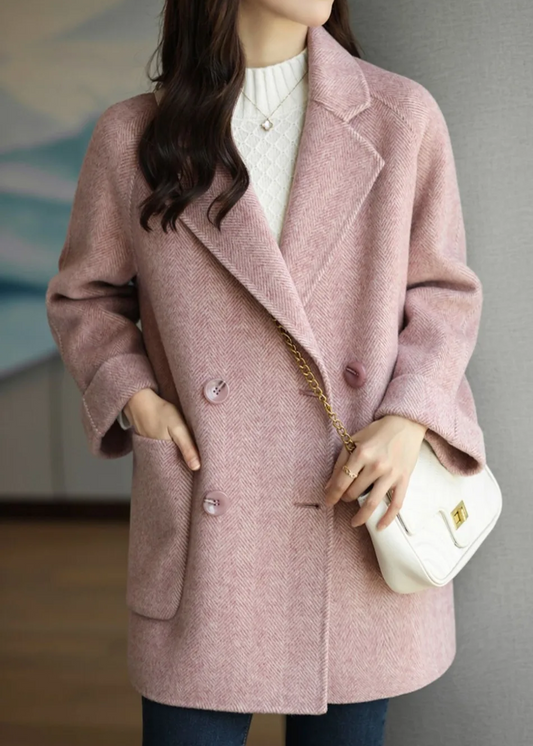 Women's Double-Breasted Longline Tailored Coat – Warm Fall & Winter
