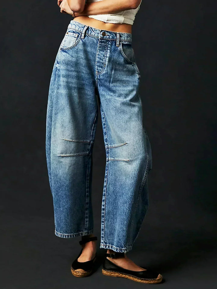 Women's Leopard Print Wide Leg Denim Pants