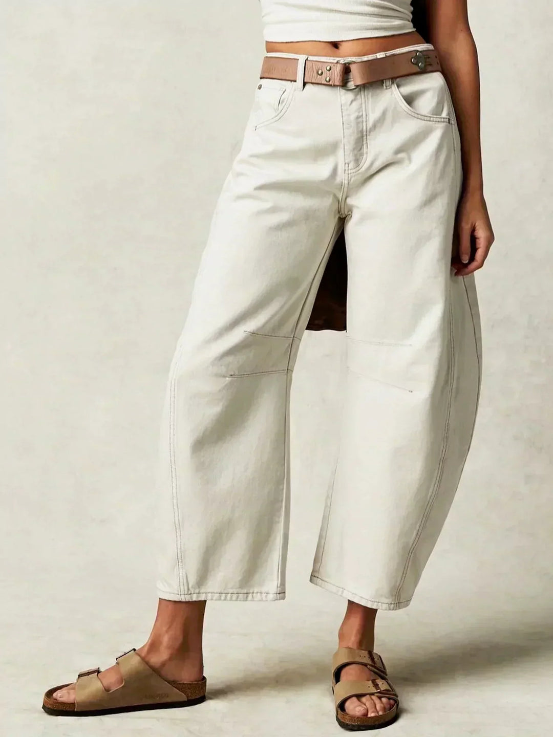 Women's Leopard Print Wide Leg Denim Pants