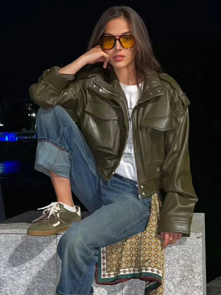 Women's Zip Up Biker Jacket for Stylish Everyday Wear