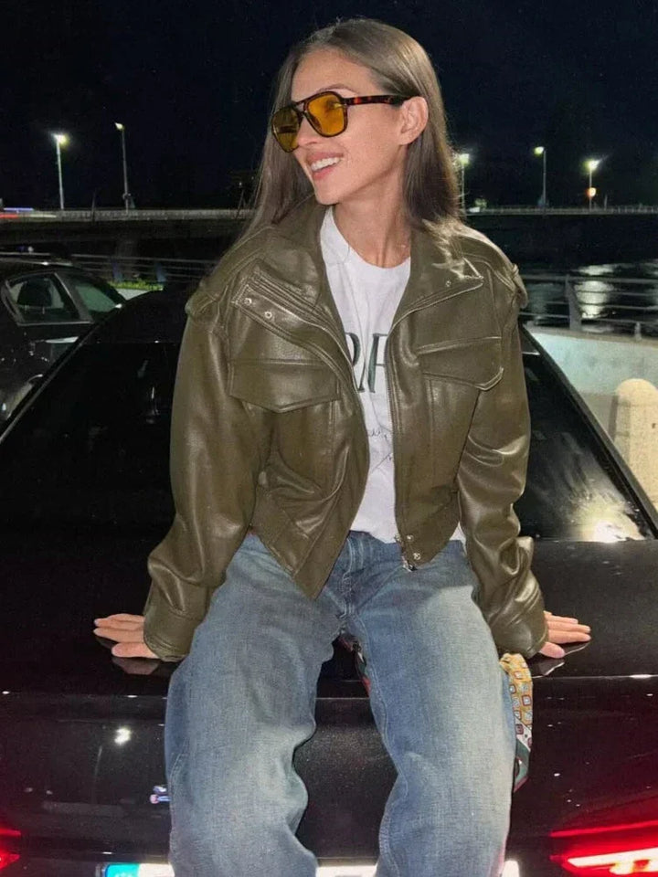 Women's Zip Up Biker Jacket for Stylish Everyday Wear
