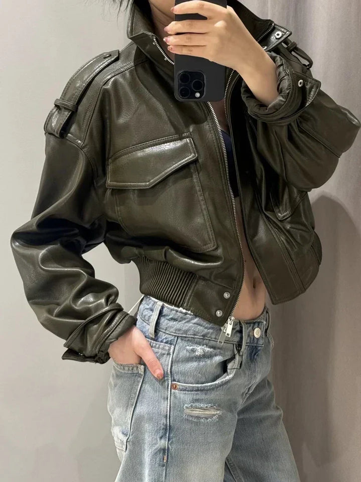 Women's Zip Up Biker Jacket for Stylish Everyday Wear
