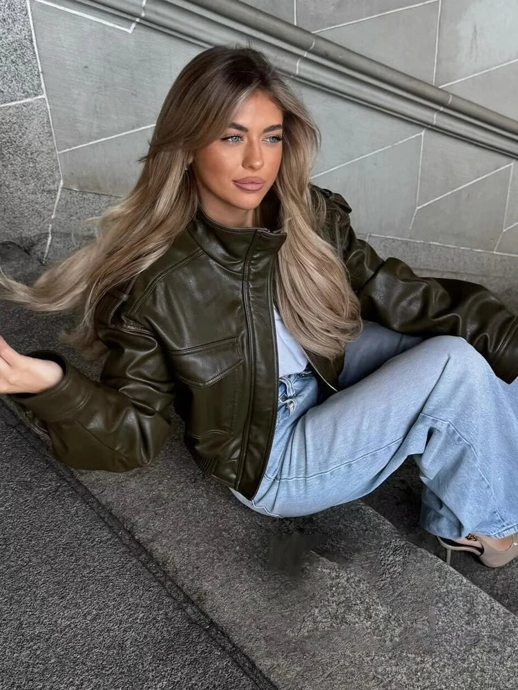 Women's Zip Up Biker Jacket for Stylish Everyday Wear