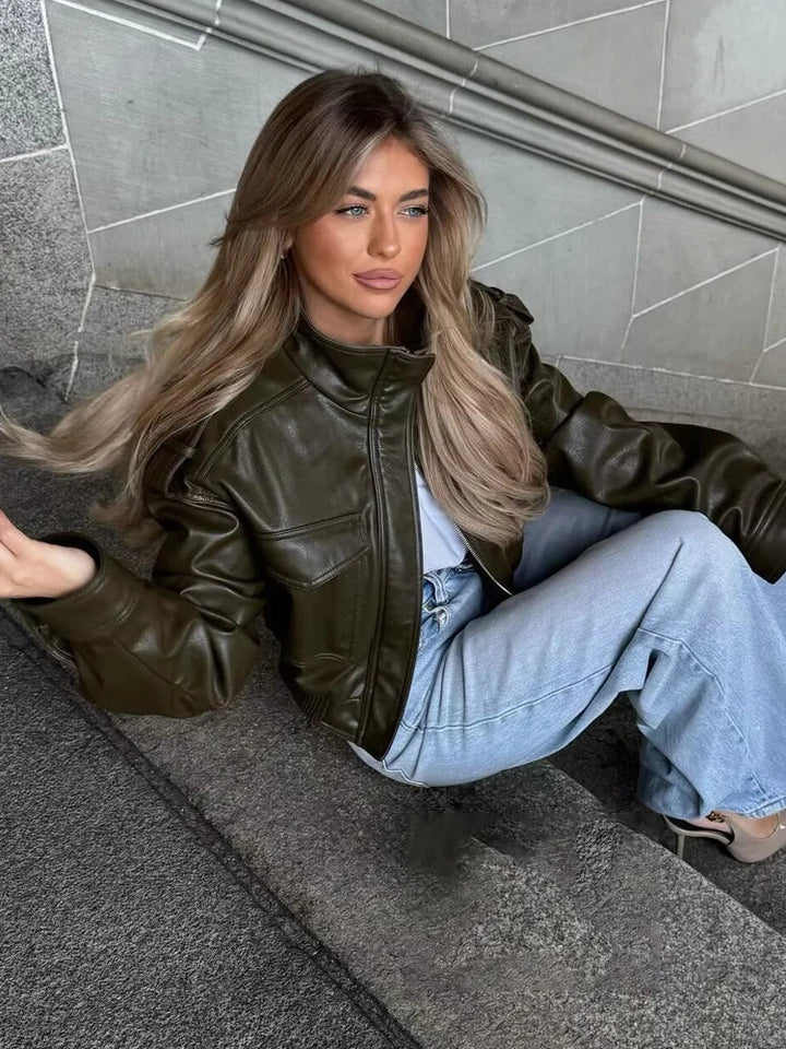 Women's Zip Up Biker Jacket for Stylish Everyday Wear