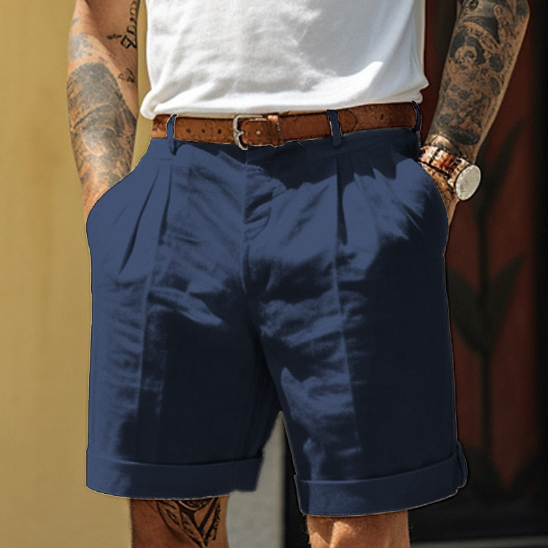 Men's Classic Linen Cotton Casual Shorts-The Yellow Prime