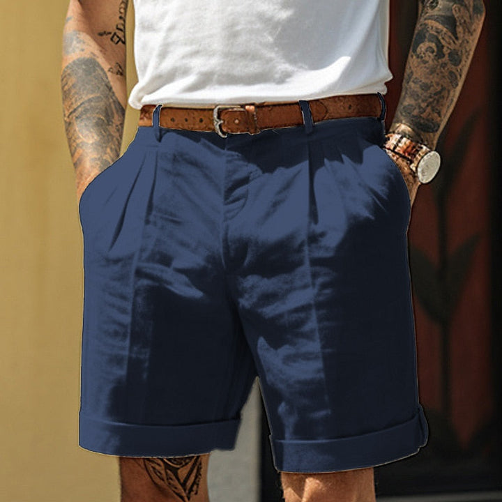 Men's Classic Linen Cotton Casual Shorts-The Yellow Prime