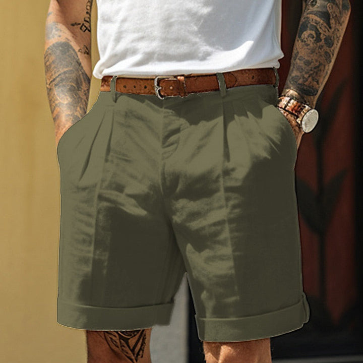 Men's Classic Linen Cotton Casual Shorts-The Yellow Prime